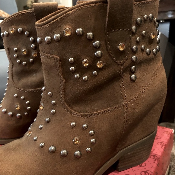 Guess Y2K Western Boots Camel Suede 7.5 M - Picture 6 of 9